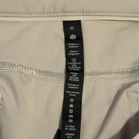 Lululemon Linen Khaki ABC Slim-Fit 5 Pocket Pant 32L Warpstreme - 32x32 - Picture 3 of 3